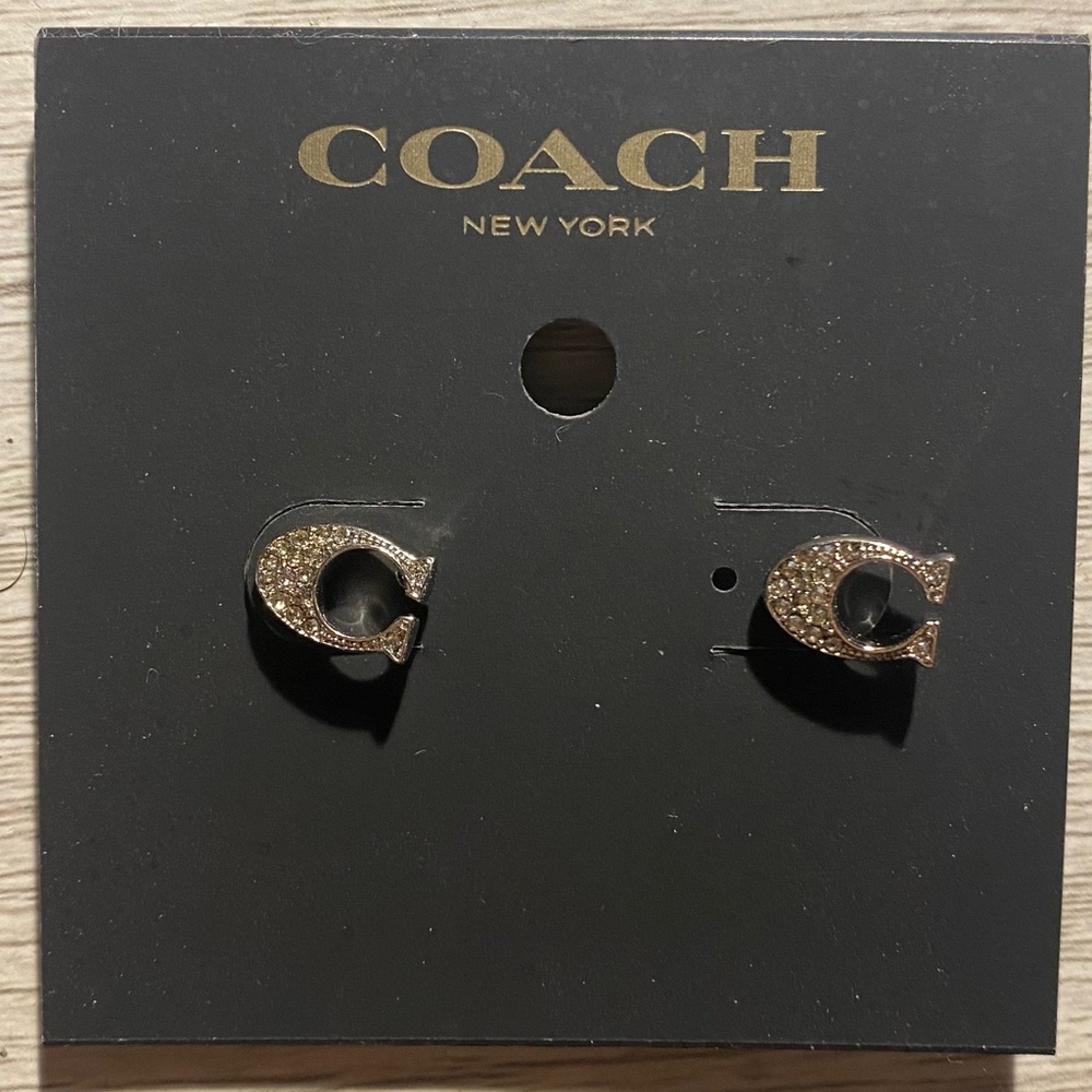 COACH Signature Stud Earrings in Silver
